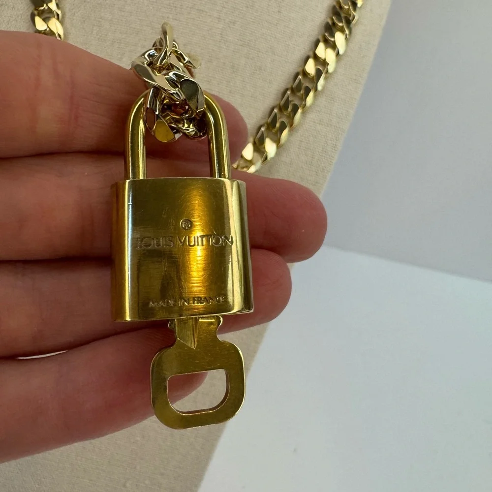 Louis Vuitton Padlock #308 with Bain Miller Brass Chain Necklace 24”